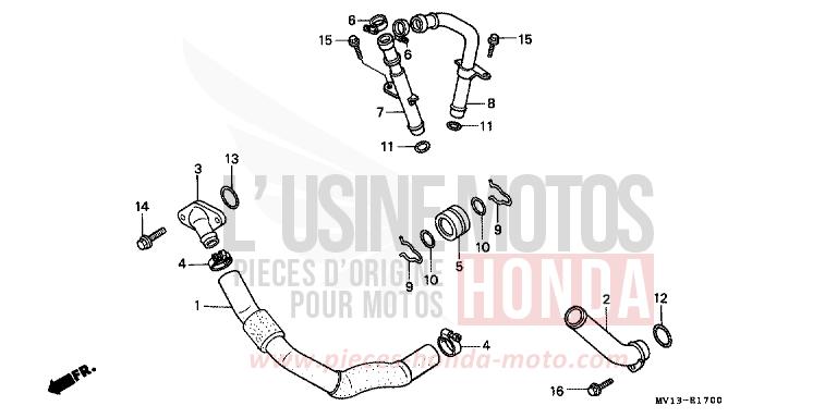 TUYAU D'EAU de Africa Twin 750 SHASTA WHITE (NH138H) de 1990